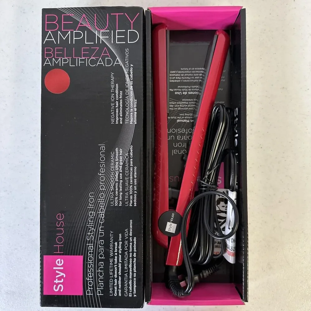 Beauty Amplified‎ Style House 1 in Professional Red Styling Iron Ceramic Ion